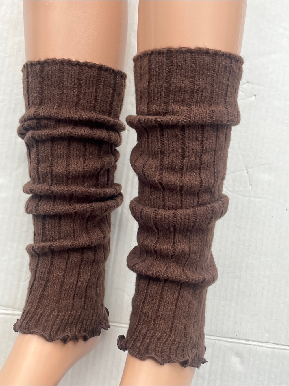 Chocolate Brown Ribbed Leg Warmers - Unbranded